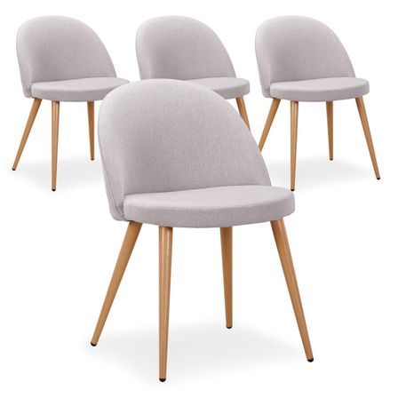 Chaise scandinave tissu gris Scary - lot de 4