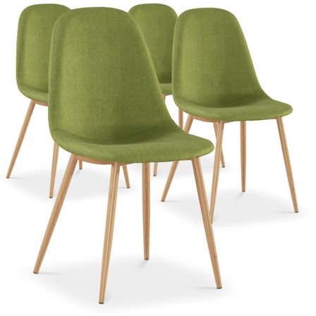 Chaise Scandinave Tissu Vert Glas - Lot de 4