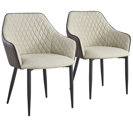 Chaise similicuir beige et marron Idjaa - Lot de 2