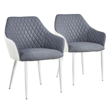 Chaise similicuir gris et blanc Idjaa - Lot de 2