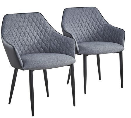 Chaise similicuir gris et piétement noi Idjaa - Lot de 2