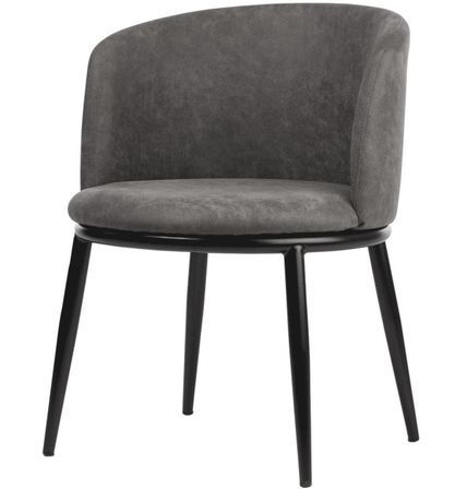 Chaise tissu anthracite et pieds métal noir Rokes - Lot de 2