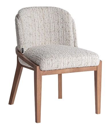 Chaise tissu beige à bouclettes LINEA – Confort haut de gamme
