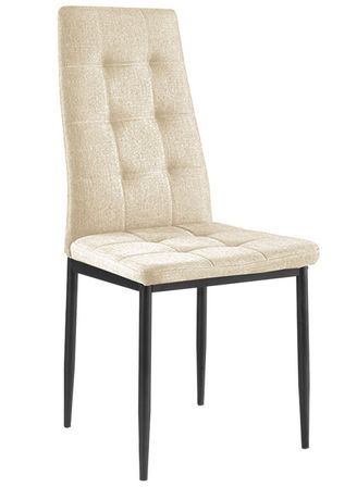 Chaise tissu beige capitonné et pieds acier noir Kentor