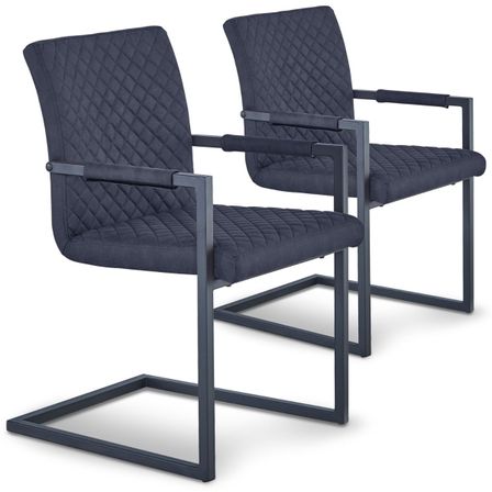 Chaise tissu et pieds métal noir Shanti - Lot de 2