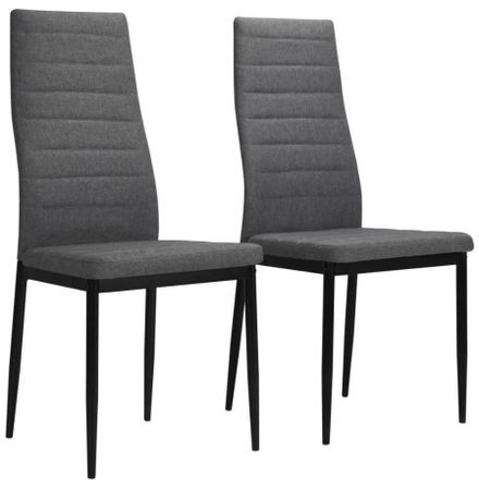 Chaise tissu gris clair et pieds métal noir Karlane - Lot de 2