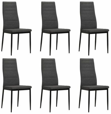 Chaise tissu gris foncé et pieds métal noir Karlane - Lot de 6