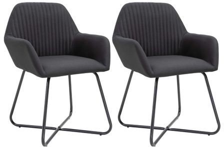 Chaise tissu noir et pieds métal noir Mikee - Lot de 2