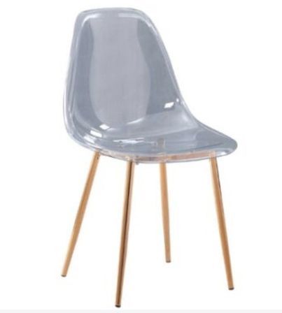 Chaise transparente et pieds métal doré Kamy - Lot de 4