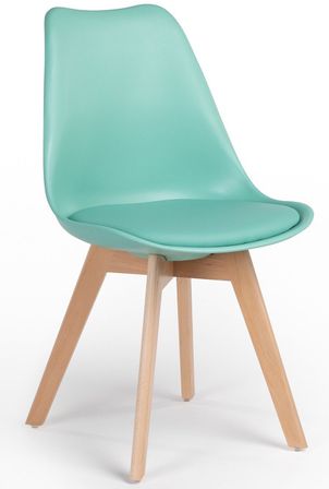 Chaise Tula style nordique - Assise en simili cuir et pieds en bois clair