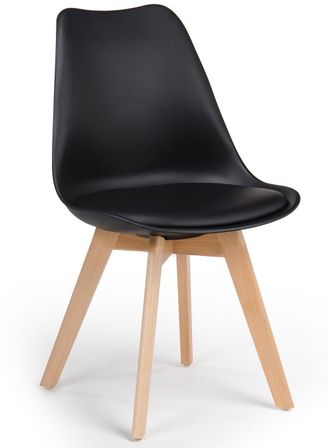 Chaise Tula style nordique - Assise en simili cuir et pieds en bois clair