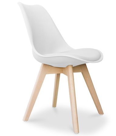 Chaise Tula style nordique - Assise en simili cuir et pieds en bois clair