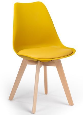 Chaise Tula style nordique - Assise en simili cuir et pieds en bois clair