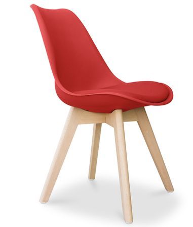 Chaise Tula style nordique - Assise en simili cuir et pieds en bois clair