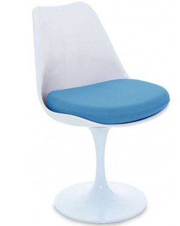 Chaise Tulipo pivotante blanc brillant avec coussin - Design haut de gamme