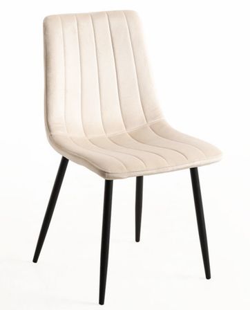 Chaise velours beige clair et pieds métal noir Londa - Lot de 2