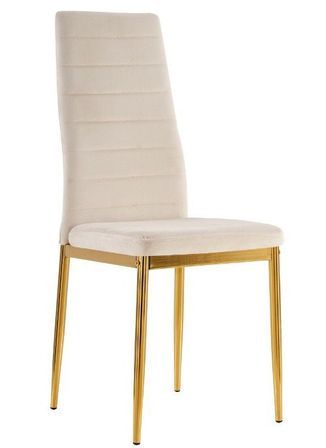 Chaise velours beige clair matelassé et pieds acier doré Roba - Lot de 6