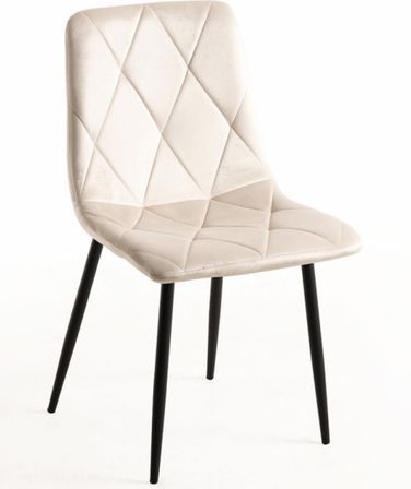 Chaise velours beige et pieds métal noir Ariel - Lot de 2