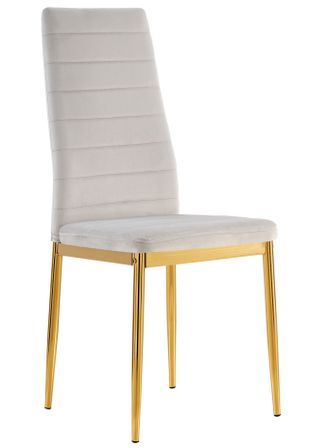 Chaise velours beige matelassé et pieds acier doré Roba - Lot de 6