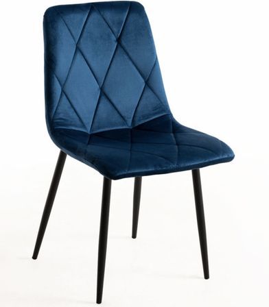 Chaise velours bleu azur et pieds métal noir Ariel - Lot de 2