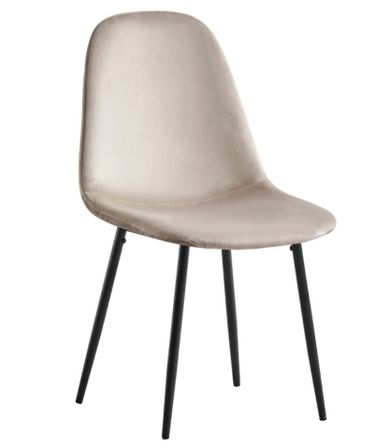 Chaise velours et pieds acier noir Ruka - Lot de 6