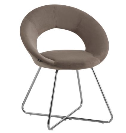 Chaise velours et pieds métal chromé Bolda - Lot de 4