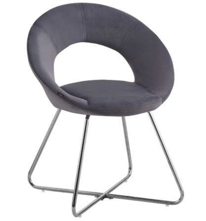 Chaise velours et pieds métal chromé Bolda - Lot de 4