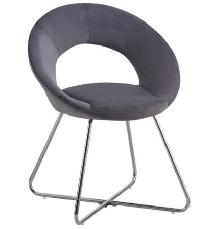 Chaise velours et pieds métal chromé Bolda - Lot de 4