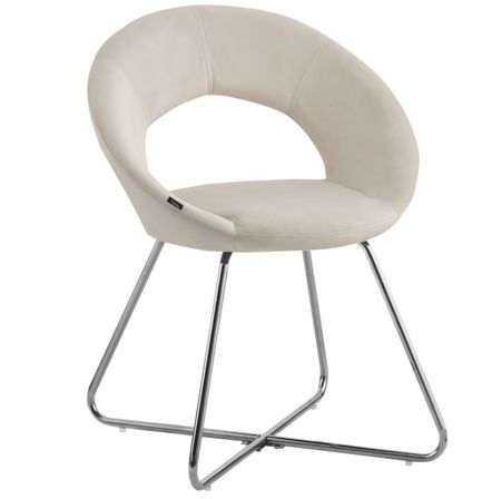 Chaise velours et pieds métal chromé Bolda - Lot de 4