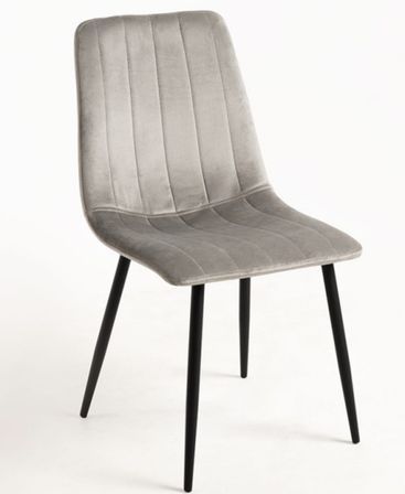 Chaise velours gris clair et pieds métal noir Londa - Lot de 2