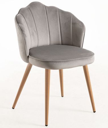 Chaise velours gris et bois naturel Lizaty - Lot de 2