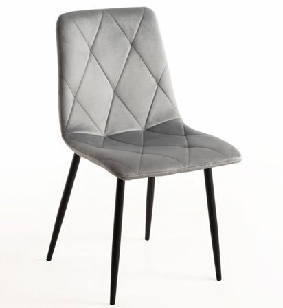 Chaise velours gris et pieds métal noir Ariel - Lot de 2