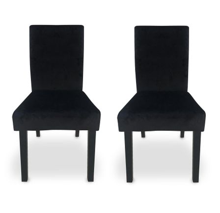 Chaise velours noir et pieds bois massif noir Nalis - Lot de 2