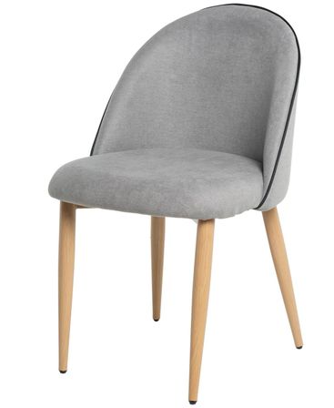 Chaise velours rembourrée avec pieds en métal effet bois Olivia