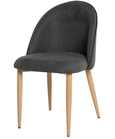 Chaise velours rembourrée avec pieds en métal effet bois Olivia