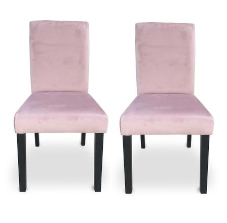 Chaise velours rose et pieds bois massif noir Nalis - Lot de 2