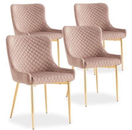 Chaise velours taupe et pieds métal doré Ella - Lot de 4