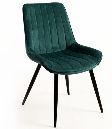 Chaise velours vert et acier noir Nalia - Lot de 2