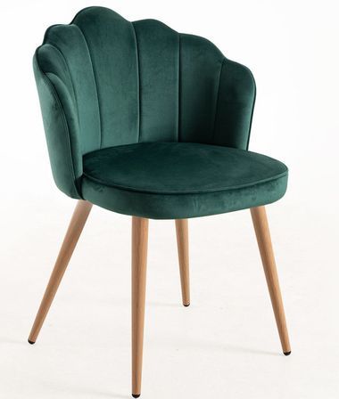 Chaise velours vert et bois naturel Lizaty - Lot de 2