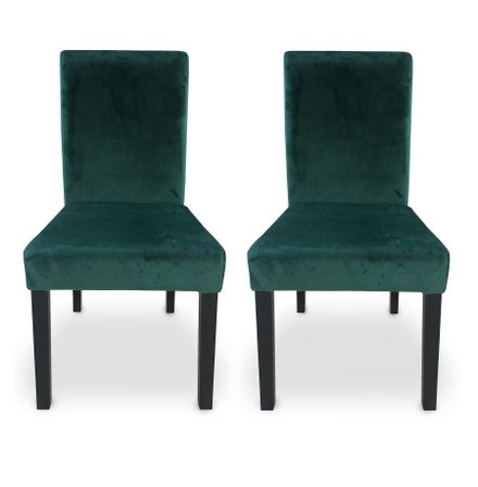 Chaise velours vert et pieds bois massif noir Nalis - Lot de 2