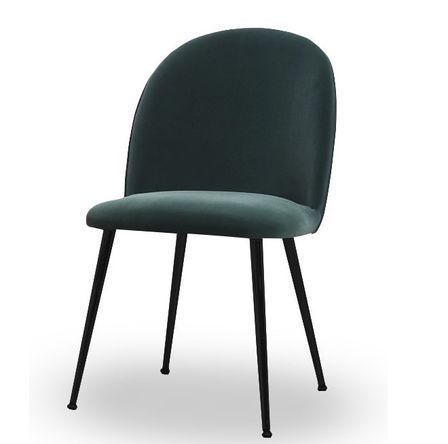 Chaise velours vert et pieds métal noir Anibel