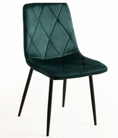 Chaise velours vert et pieds métal noir Ariel - Lot de 2