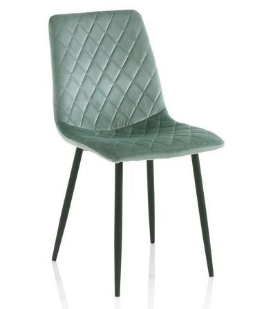 Chaise velours vert et pieds métal noir Danila - Lot de 4