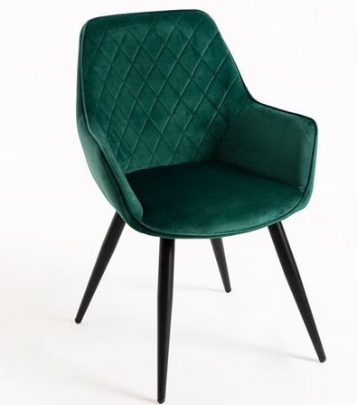 Chaise velours vert foncé et pieds métal noir Zonky - Lot de 2