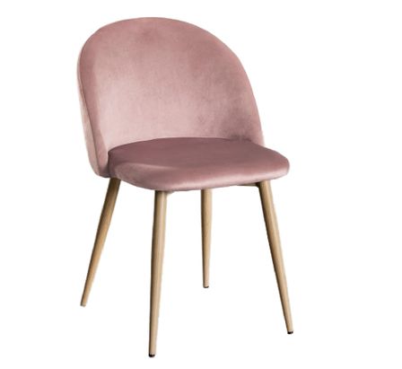 Chaise VIDA confort moderne - Velours et pieds en métal effet bois naturel