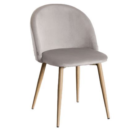 Chaise VIDA confort moderne - Velours et pieds en métal effet bois naturel