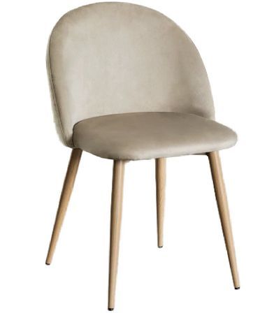 Chaise VIDA confort moderne - Velours et pieds en métal effet bois naturel