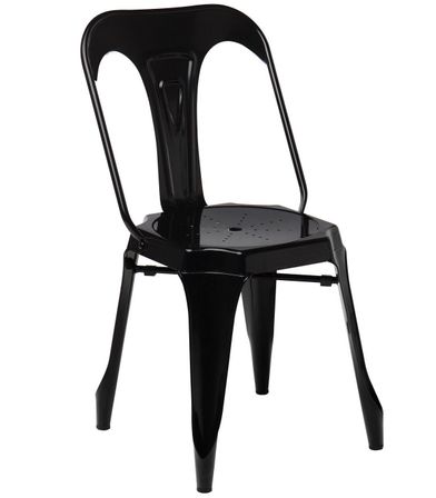 Chaise vintage acier brillant noir Barka
