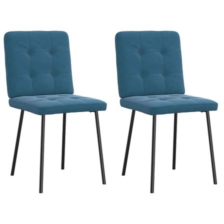 Chaises à manger lot de 2 Bleu Velours