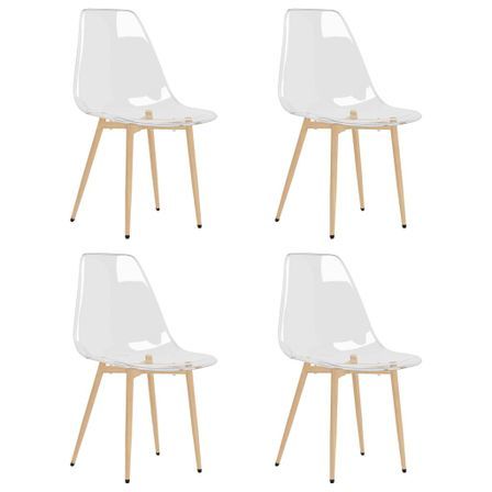Chaises assise transparente et bois clair Penyla - Lot de 4